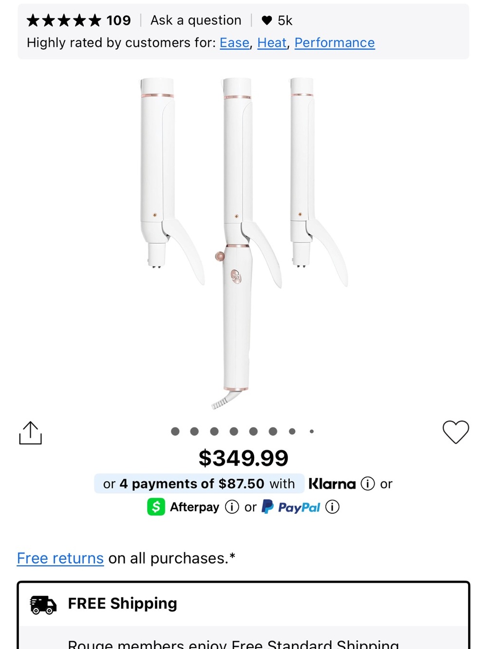 T3 White and Rose Gold Interchangeable Curling Iron Set